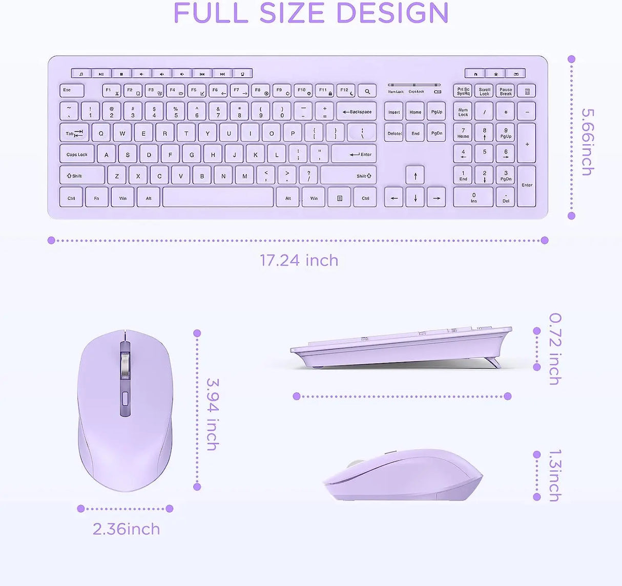 Seenda Wireless Keyboard and Mouse Combo for Windows Laptop PC Computer Folding Stands Full Size Keyboard with Numeric Keypad