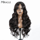 MIRACLE Synthetic Lace Front Wigs For Women Long Wavy 36 Inch Body Wavy Side Part Lace Front Wig Ombre Brown Blonde Cosplay Wig