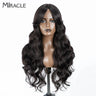 MIRACLE Synthetic Lace Front Wigs For Women Long Wavy 36 Inch Body Wavy Side Part Lace Front Wig Ombre Brown Blonde Cosplay Wig