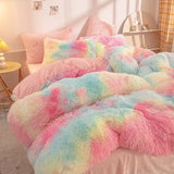 Fluffy Comforter Cover Bed Set Faux Fur Fuzzy Duvet Cover Set Luxury Ultra Soft Plush Long Shaggy Queen Size Duvet Quilt Cover