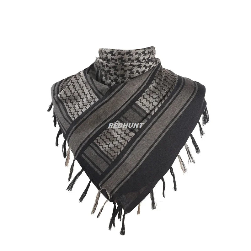 Military Arab Keffiyeh Shemagh Scarf Cotton Winter Shawl Neck Warmer Cover Head Wrap Windproof Tactical Camping Scarf Men Women