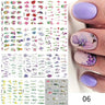 12 Designs Nail Stickers Set Mixed Floral Geometric Nail Art Water Transfer Decals Sliders Flower Leaves Manicures Decoration