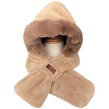 Women' S Autumn and Winter Korean Version Plus Velvet Warm Scarf Wool Hat Outdoor Cold- Proof Ear Protection One- Piece Cap