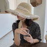 Women's Large Brim Straw Beach Hats Girl Cap Breathable Sunscreen Uv Protection Ladies Sun Visor Female Big Brim Straw Empty