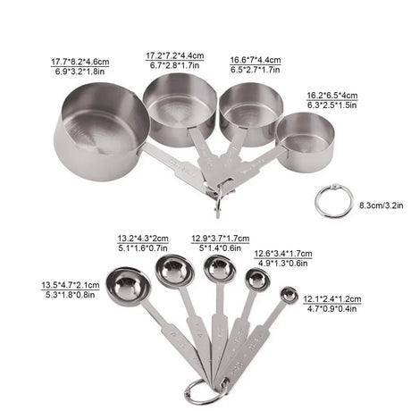 Baking Measuring Cups And Spoons Set stainless steel measuring cups with hamdle portable measuring spoons bakeware accessories