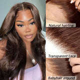 MARRYU Chocolate Brown HD Lace Frontal Wig Malaysia Straight Human Hair Wigs Colored Human Hair Wig 13x4 Lace Frontal Wig