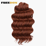 FREEDOM Synthetic Deep Curly Twist Crochet Hair 16 Inch Deep Wave Braid Hair Soft Ombre Blonde Brown Braiding Hair Extensions