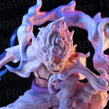 19cm One Piece Anime Figurine Lightning Luffy Gear 5 Sun God Nikka Squatting Scene PVC Action Figures Adult Model Toys for Boys