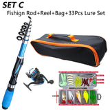 Fishing Rod Full Kits 1.2M Telescopic Sea Spinning Reel Baits Lure Set Travel Fishing Gear Accessories Bag Beginner 6 Options