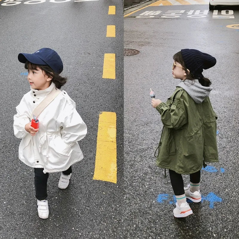 Girls Trench Coat Autumn Spring Korean Windbreaker Jacket Fashion New Children Outerwear Clothing Kids Baby Jackets 2-7Yrs