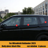 For Mitsubishi Outlander 2023 Black Samurai Car Body Sticker Zhongwang Car Logo Headlamp Center Pillar Blackening Special Film