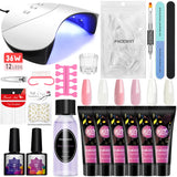 Phoenixy Soak Off Nail Gel Polish With Lamp Poly Nail Gel Extension Kit Nail Art DIY Tools Decoration Manicure Starter Set