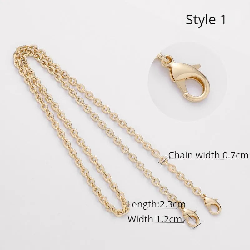 Golden Bag Chain Accessories Metal Extension Chains Underarm Crossbody Shoulder Belt Replacement Bags Strap For Women's Bag