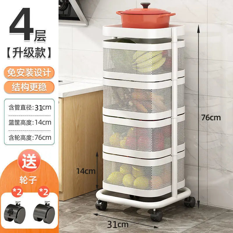 Kitchen 5 Tier Rolling Utility Cart Fruit Storage Basket Installation Free Serving Storage Cart Kitchen Islands & Trolleys