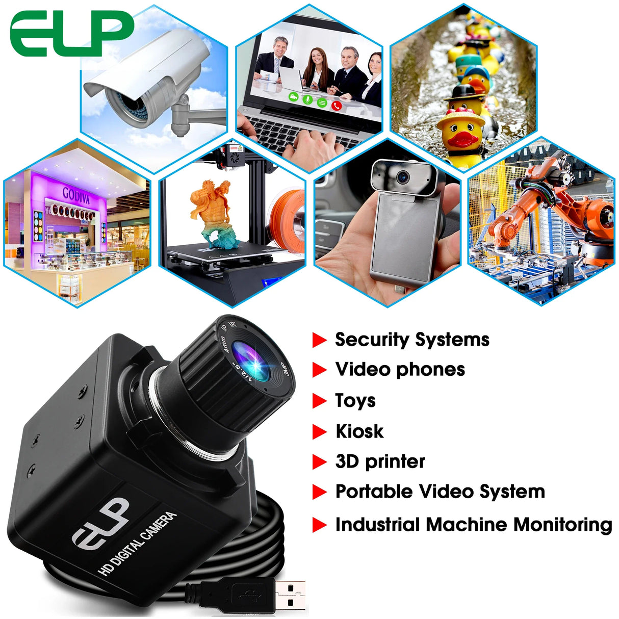 Mini Camera 1080P 30fps Full HD CMOS OV2710 Computer Cameras PC Webcam USB Camera with 4/6/8mm CS Lens