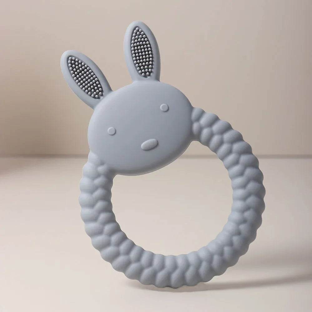 Cute Baby Rabbit Baby Toy Food Grade Safe Silicone Toothbrush Teether Toy Teething Set