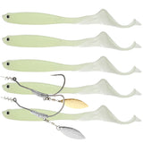 5Pcs lues 2pcs hooks Vigour Perch Fishing Lure  Soft Bait Shad UV-Active Wobble Craft Rubber Fish Swimbait For Perch,Pike,Zander