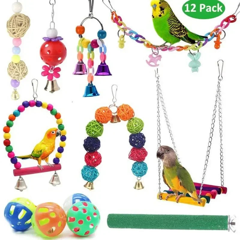 Toys Standing Bell Swing Toy Parrot Bird Combination For Accessories Bite Articles Ball Pet Training