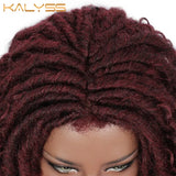 Kalyss 24 Inches Red Wig Synthetic Braids Wigs full wig Middle full wig Parted Loc Braided Wigs with Curly Ends for women