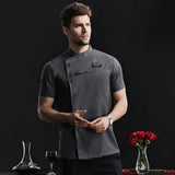 Men Women Chef Jacket Cooking Shirt Apparel Short Sleeve Tops Apron Waiter Waitress Workwear Chef Clothes Cafe Catering Uniform