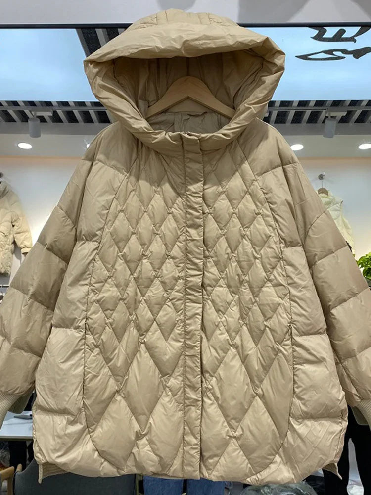 90% White Duck Down Parka Casual Female Thick Warm Down Coat Snow Jackets Outwear New Autumn Winter Women Hooded Loose