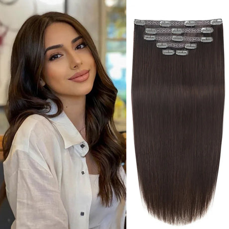 BHF Clip in Hair Extensions Human Hair Straight Remy Hair Natural Black Light Brown Honey Ombre Hair Extensions With Clips 70g