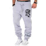 Fashion Casual Dragon Printed Jogger Pants Men Fitness Gyms Pants Tight Outdoor Sweatpants Running Pants Mens Trousers S-4XL