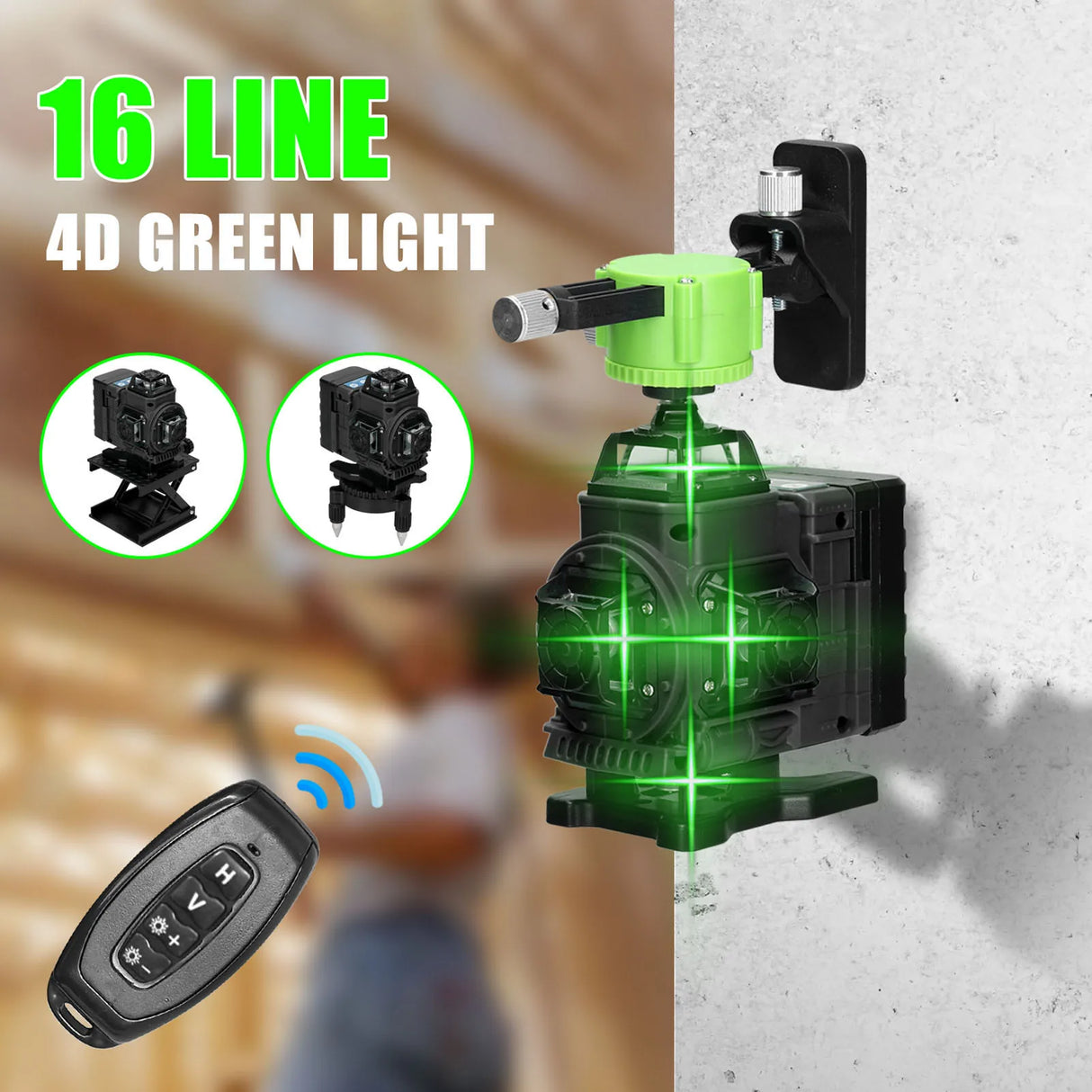 4D 16Lines 12Lines Laser Level 360 Self-leveling Leveling Tool Omnidirectional Ground Wall Sticker Home Improvement Tools SetLin