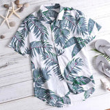 2023 New Hawaiian Red Leaf Tropical Shirts Floral Men Dazn Tops Summer Casual Short Sleeve Button Chemise Loose Vacation Beach