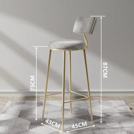 Nordic Bar Chair Light Luxury Home Golden Bar Stool Modern Simple High Chair Chair Back Bar Stool Balcony Restaurant Furniture