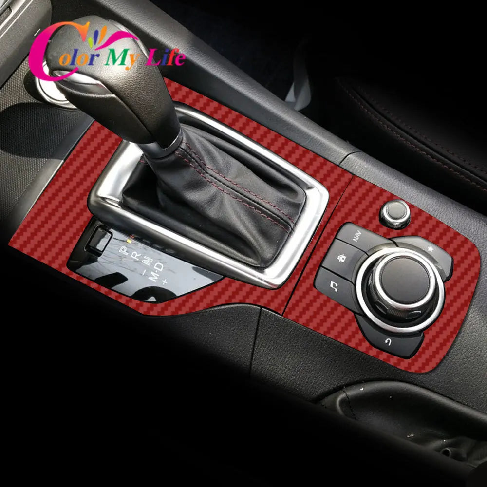 Carbon Fiber Car Interior Gear Head Shift Knob Panel Cover Trim Sticker Fit For Mazda 3 Axela 2014 2015 2016 2017 2018 2019