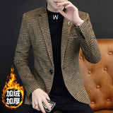 The new autumn and winter Korean version of the fashion grid single west coat comfortable business leisure suit men