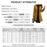 Women's Trench Coat Button Long Jacket Overcoat Winter Warm Slim Outwear Tops Plus Size Clothes 2023