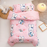 3Pcs Cartoon Cotton Crib Bed Linen Kit Baby Princess Bedding Set Includes Pillowcase Bed Sheet Duvet Cover Without Filler