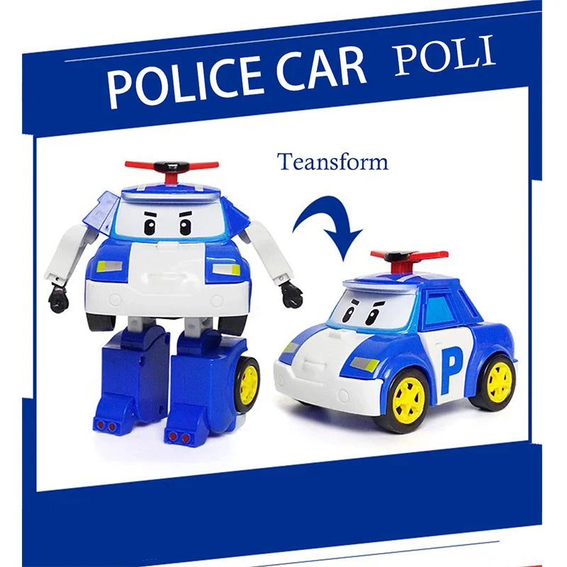 Set of 6 Pcs Poli Car Kids Robot Toy Transform Vehicle Cartoon Anime Action Figure Toys For Children Gift Juguetes