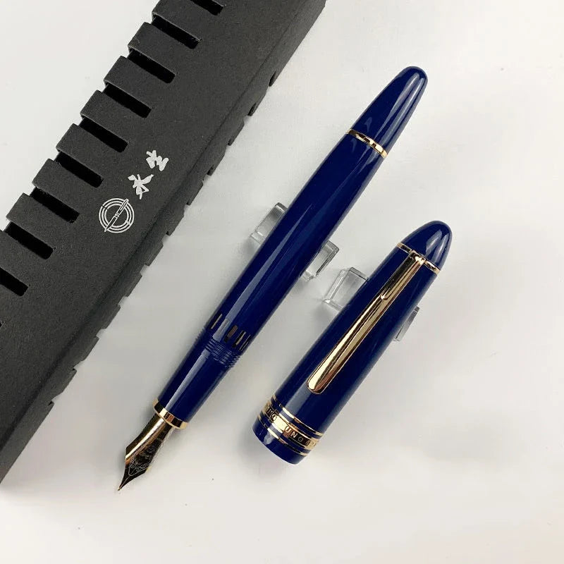 Wingsung 629 Piston Filling Classics Fountain Pen Best Black & Blue Acrylic Resin Business Office Writing Ink Pens With Box