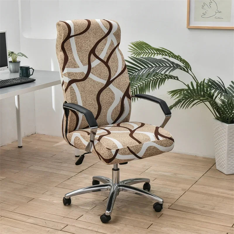 Geometry Printed Computer Chair Cover Elastic Office Chair Covers Non-Slip Rotating Seat Case Universal Armrest Chair Protector