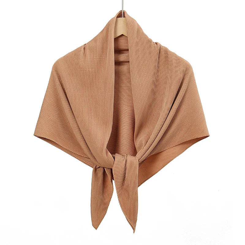 Maldives Wholesale Muslim Pleated Square Scarf Matt Silk Plain Hijab Women Crinkle Satin Headscarf Premium Soft Wrinkle Scarves