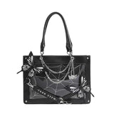 Y2K Labyrinth Butterfly Spider Web Letter Chain Handbags DIY Transparent Ita Bag Lolita Gothic Tote Vintage Fashion Shoulder Bag