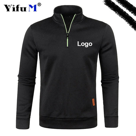 Custom Your Logo Men's Sweatshirts Half Zipper Pullover Male Long Sleeve Flleece Sweater Standcollar Snowflakes Hoodies Men New