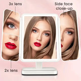 Makeup Mirror With Lights, 2X 3X Magnification, Lighted Makeup Mirror, Touch Control, Trifold Makeup Mirror, LED Makeup Mirror