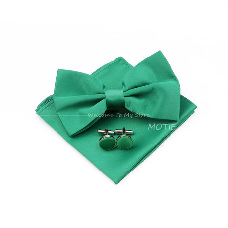 New Colorful Bowties Handkerchiefs Cufflinks Set Polyester Brooches For Men's Business Wedding Party Suit Dress Accessories Gift