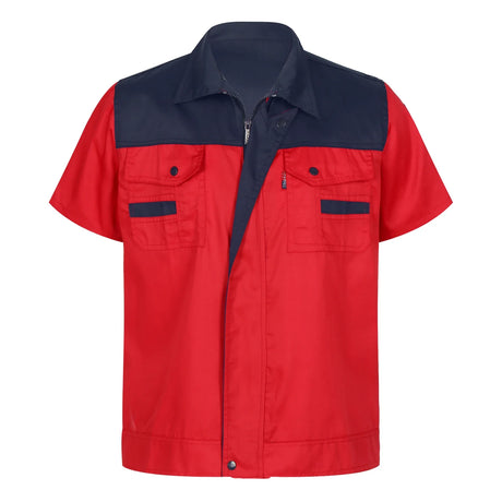 Men Women Short Sleeve Work Coat Workshop Shirts Motor Mechanic Uniform with Two-pocket T-shirts Man Workshop Overalls Top