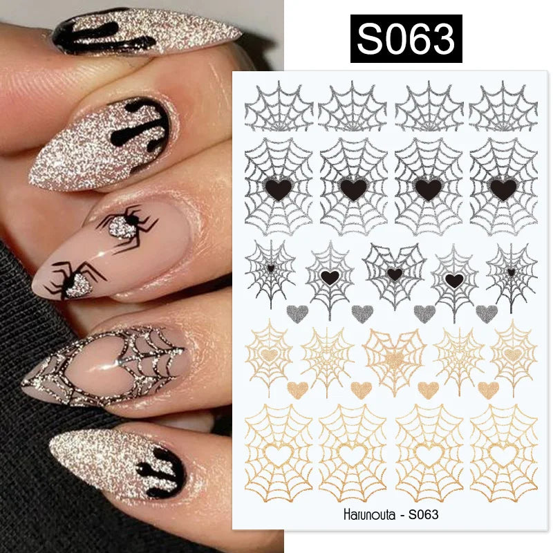 3D Silver Frame Nail Sticker Silver Bronzing Stripe Lines Sliders For Nails Tribal Pattern Decals Marble Blooming Nail Tattoos