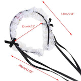 Ruffled Lace Long Ribbon Bowknot Headband Cosplay Headdress Japanese Sweet Lovely Lolita Maid Hair Hoop Accessories Dropship