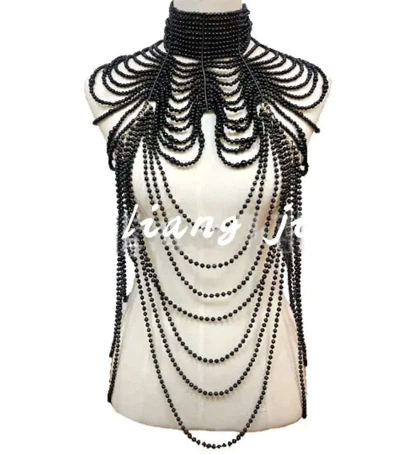 Body Chain Jewelry Pearl Sexy Beaded Collar Shoulder Bikinis Waist Chain Bra Body Chains For Women Waist Hain Wedding Dress