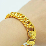 24K Color Coating Gold Fried Dough Twists Bracelet for Men Birthday Jewelry S Buckle Hand Chain Wedding Gifts Free Shipping