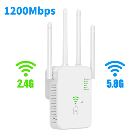 Wireless 5G WiFi Repeater 1200Mbps Router Wifi Booster Dual Band Long Range Extender 5Ghz Wi-Fi Signal Amplifier Repeater