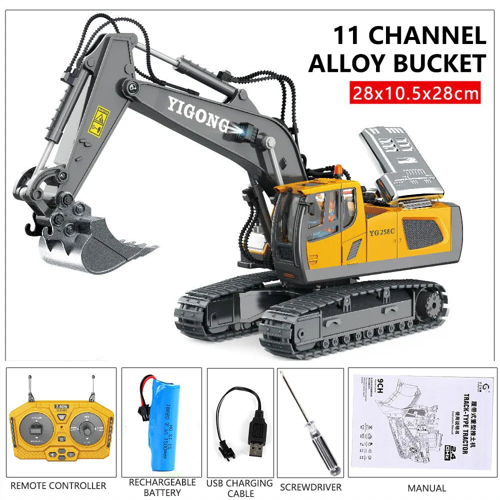 RC Excavator Dumper Car 2.4G Remote Control Engineering Vehicle Crawler Truck Bulldozer Toys for Boys Kids Christmas Gifts