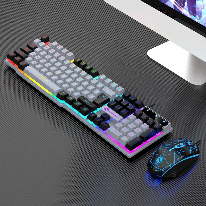 Wired Keyboard And Mouse Set Usb Luminous Mechanical Keyboard And Mouse Set For PC Laptop Computer Game Office